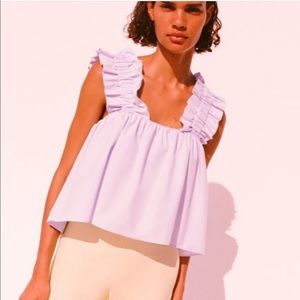 zara light pink poplin top